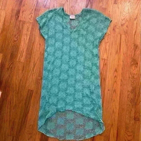 Elif for Jordan Taylor Swimsuit Cover Up Teal Floral Crochet Beach Festival Swim - Picture 7 of 9